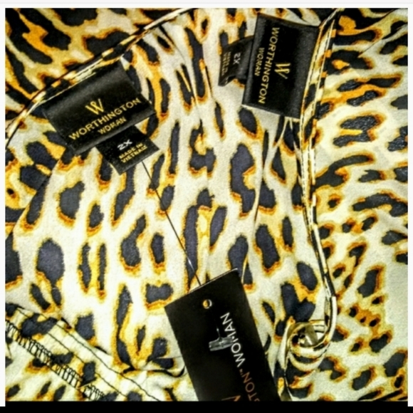 Worthington Top Animal Print Silky Size 2X NWT - Picture 7 of 9